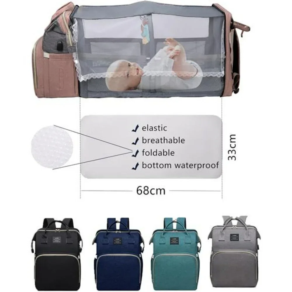 Large Diaper Bag Backpack with Changing Station Travel Baby Bag Pink for Girls